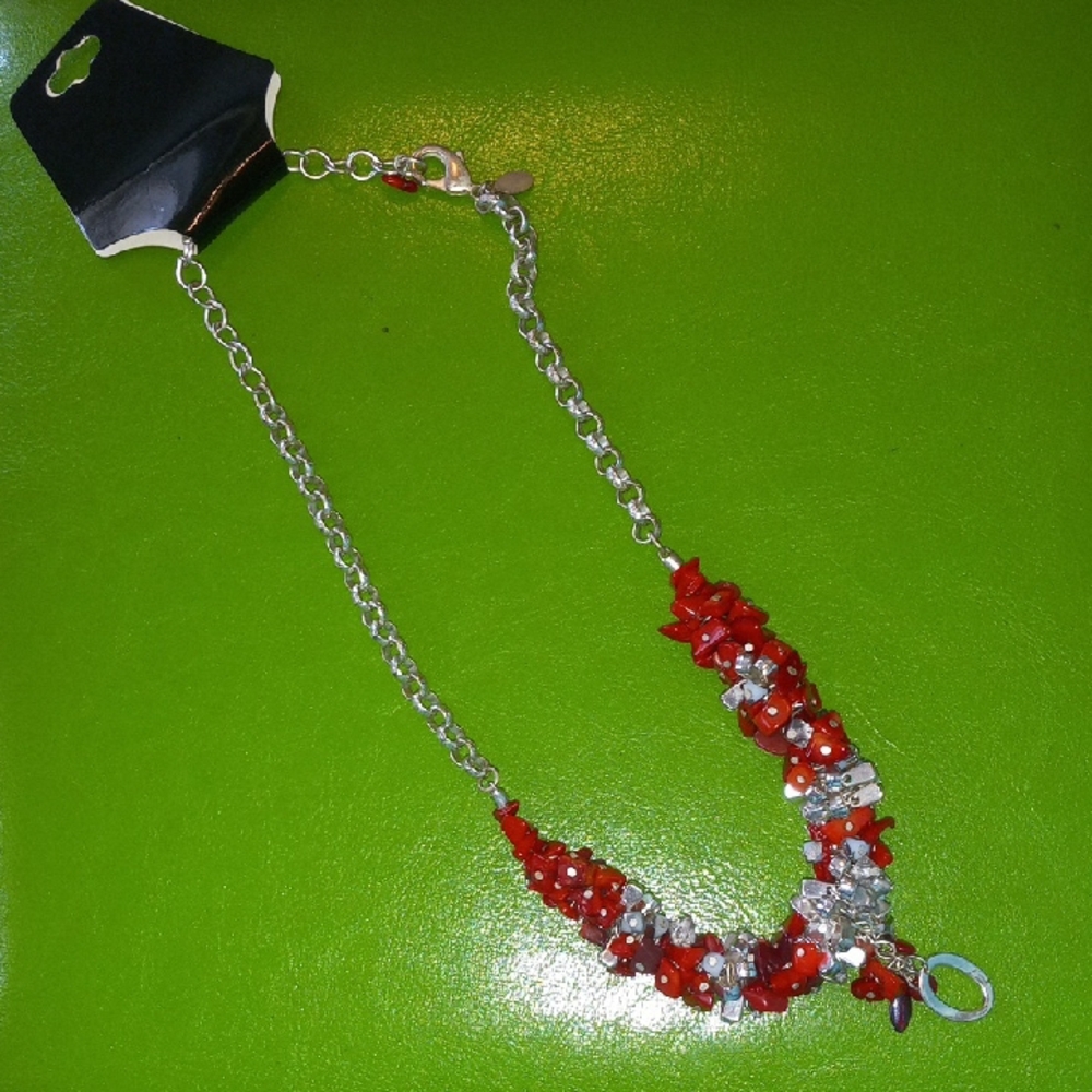 Chico's Red and Silver Bracelet